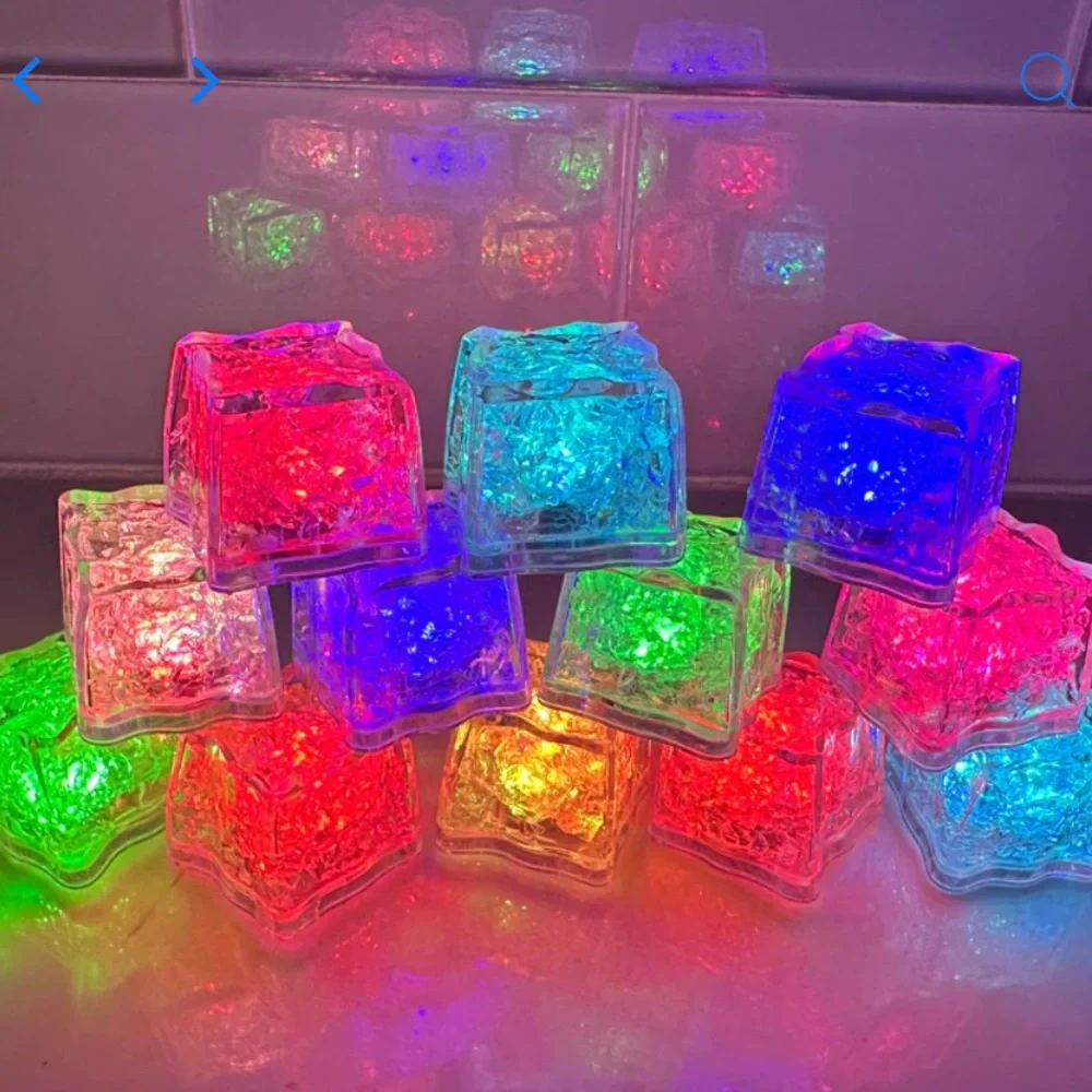 Multi Color 8 Mode LED Light Up Ice Cube | One cube makes 7 colors | 12 pack